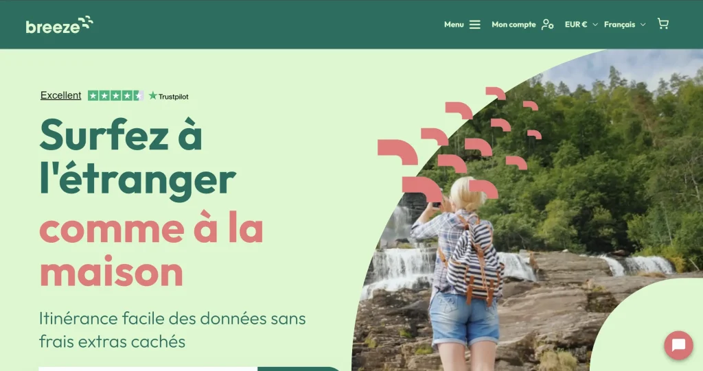 page d'accueil breeze esim