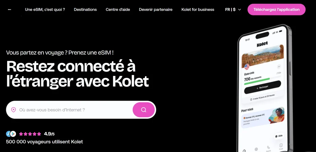 kolet page d'accueil